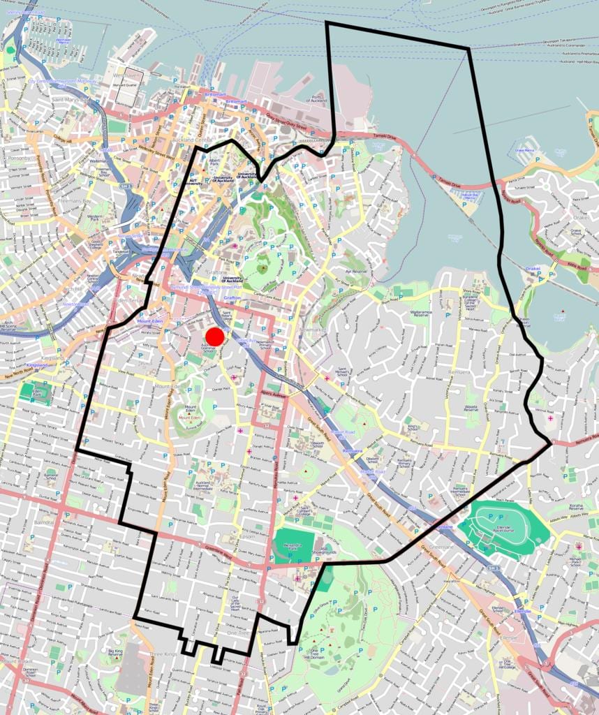 Auckland გრამატიკის სკოლაში ზონის რუკა