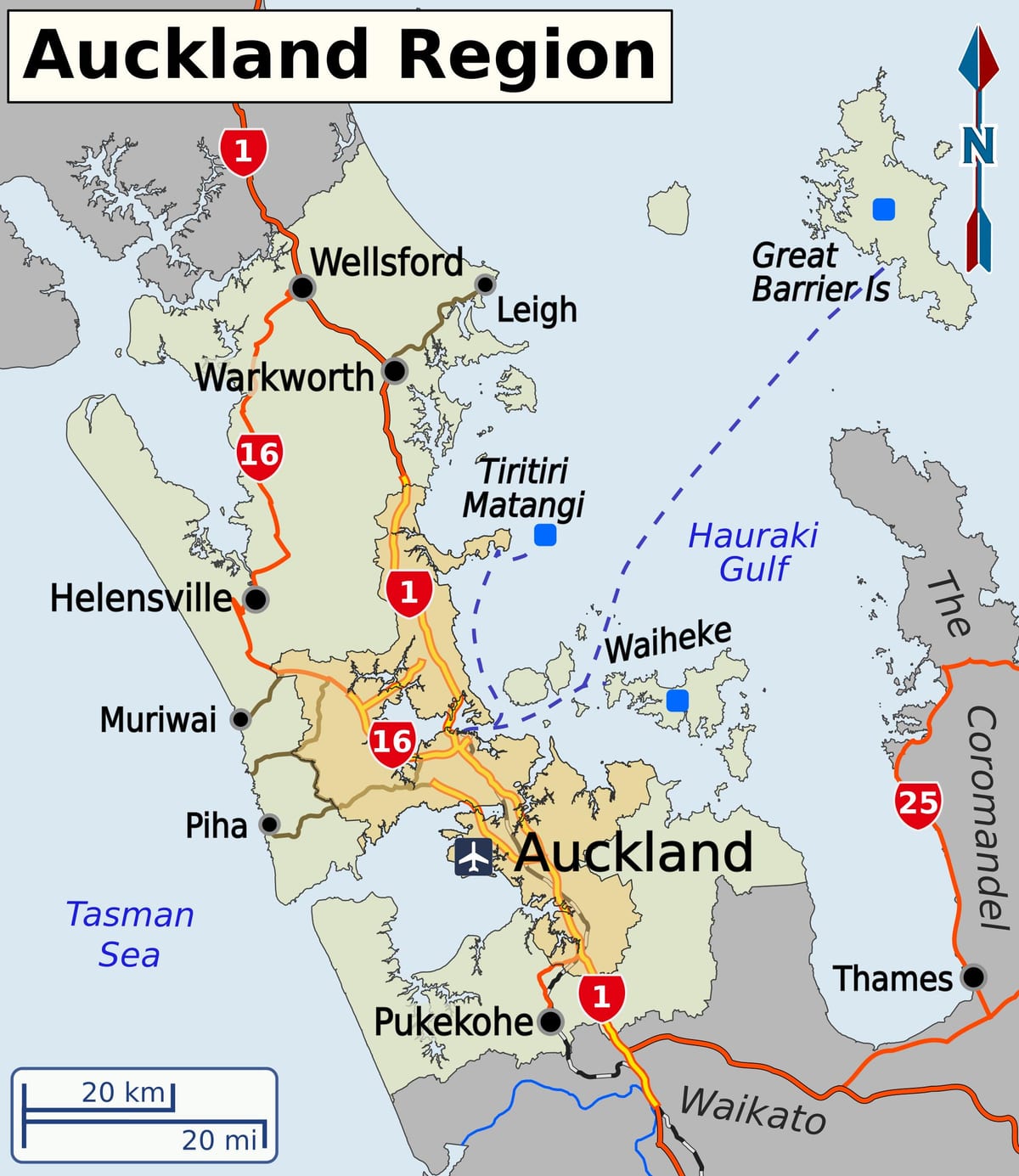 რუკა Auckland რეგიონში