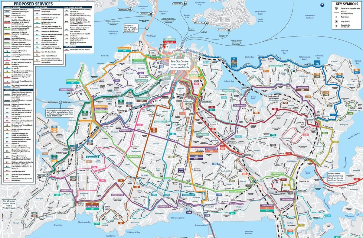 Auckland საზოგადოებრივი ტრანსპორტი რუკა