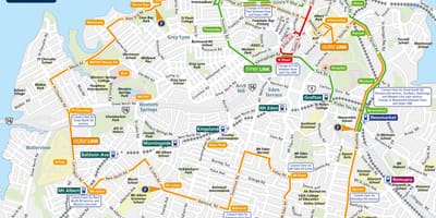 Auckland ავტობუსის მარშრუტი რუკაზე