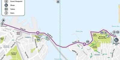 ვარდისფერი cycleway Auckland რუკა