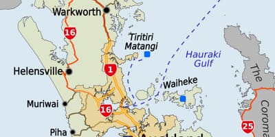 რუკა Auckland რეგიონში