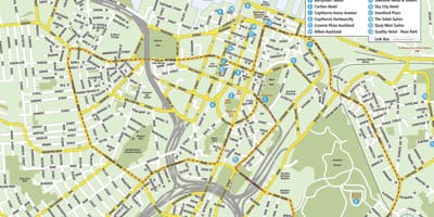 რუკა Auckland ქალაქის ცენტრში