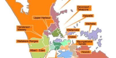 Auckland საბჭოს საზღვრების რუკა