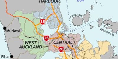 რუკა Auckland უბანი
